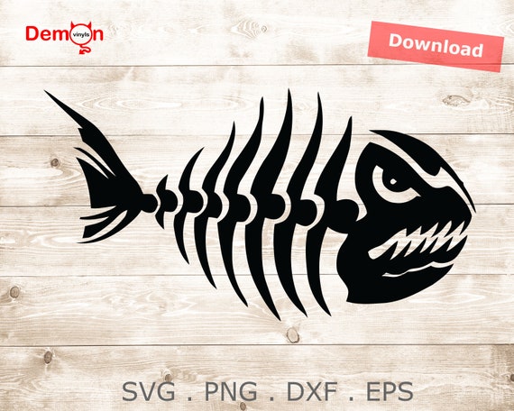 Download Angry Fish Skeleton Fishing Logo Svg Eps Png Dxf Vector Etsy