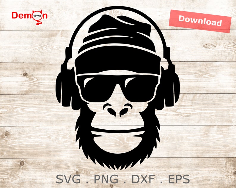 Download Monkey Chimp Headphones Funny Cut File For Silhouette ...