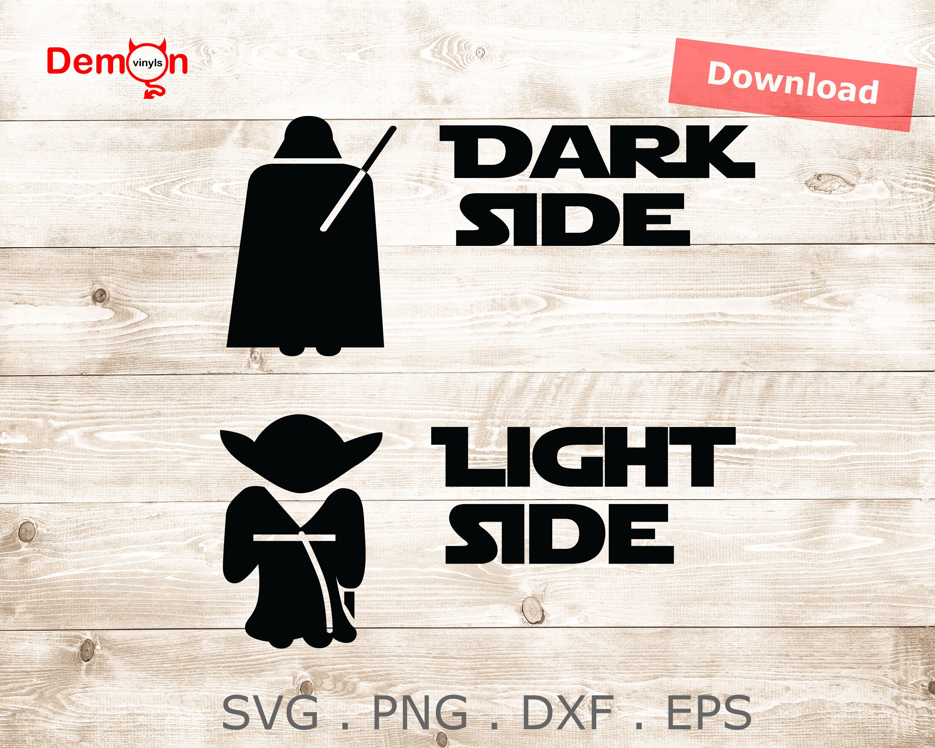Dark Side Light Side Darth Vader Yoda svg eps png dxf Vector | Etsy