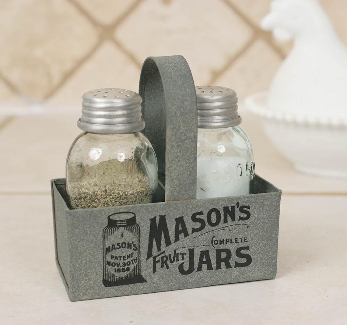 Mason Jar Box Salt and Pepper Caddy Box of 2 Etsy