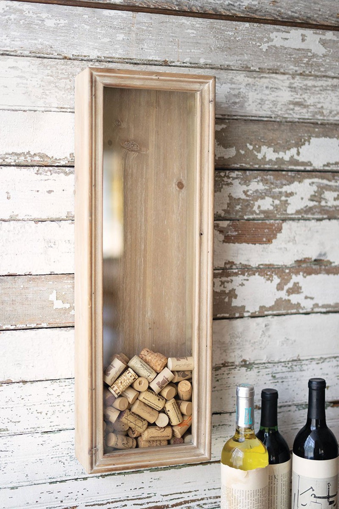 Wood & Glass Wine Cork Holder Etsy