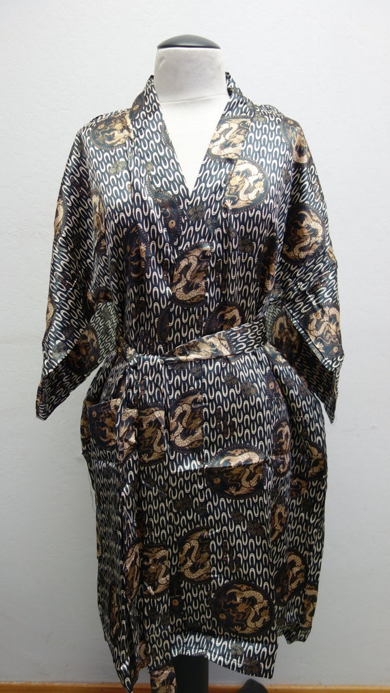 Unisex Vintage Dragon Kimono - Silky Smooth