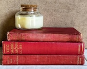 Vintage Red and Gold Decorative Book Set, Rustic Home Decor, Mid-Modern Books