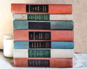 Vintage Modern Library Decorative Book Set, Mid-Century Home Decor, Shabby Books