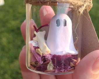 Adopt a Ghost in a Jar, Goth Desk Pet, Aesthetic Witchy Decor