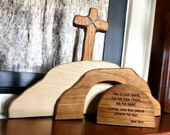 Easter Resurrection Scene: Empty Tomb Display, He Is Risen Decor