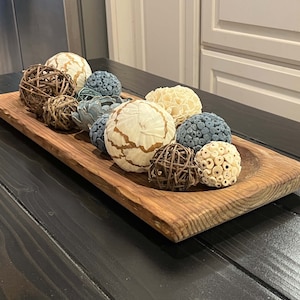 Hand Carved Rustic Dough Bowl: Wooden Table Centerpiece