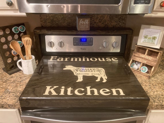 Farmhouse Stove Top Oven Cover Noodle Board, Stove Cover, Serving Tray