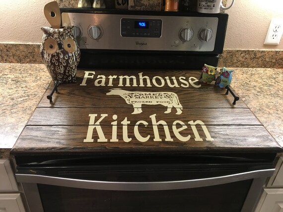 Stovetop cover, Cow, Farmhouse Kitchen, Distressed Serving tray/Wooden  Stove Cover/Custom Stove Cover/Kitchen Decor