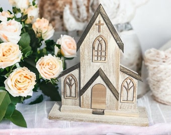 Wedding Reception Decor, Rustic Wood Church, White Church wedding decor, Outside wedding accessories, wedding table decor,