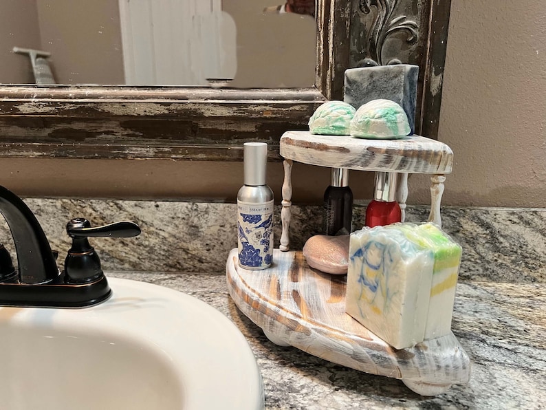 Corner Riser Shelf Wood in Farmhouse Rustic Wooden Decor Etsy