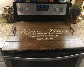 Personalized Stove Top Cover with Family Name and Coordinates – Sawyer  Custom Crafts