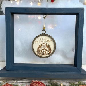 Rustic Christmas Ornament Display - Farmhouse Style Hanging Holiday Decor, Wooden Ornament Holder, Christmas Tree Alternative,