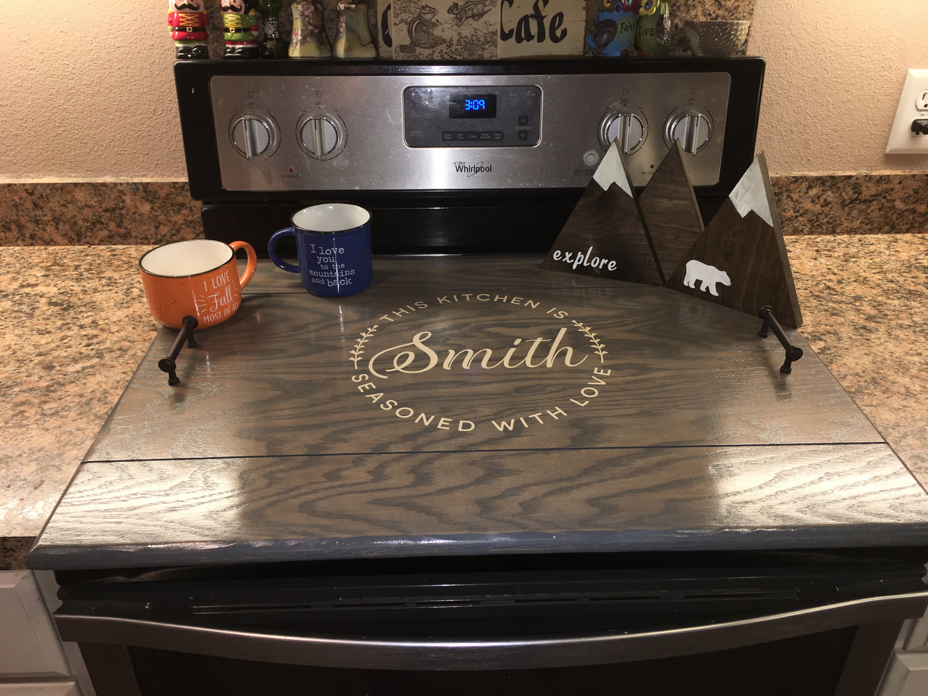 Stove Top Cover/distressed Serving Tray/stovetop Cover/wooden Stove Cover/custom  Stove Cover/farmhouse Tray/birthday/ Gift 
