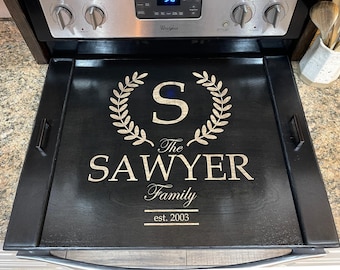 Personalized Farmhouse Stove Cover: Custom Wood Noodle Board