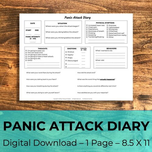 Printable Panic Attack Tracker - Etsy Canada