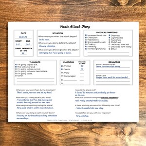 Printable & Fillable Panic Attack Diary - Etsy