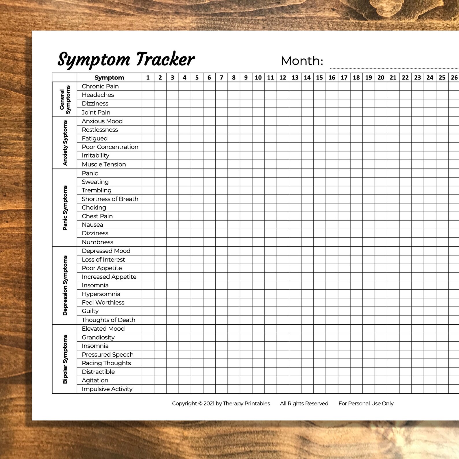 Free Printable Symptom Tracker Printable Printable Word Searches