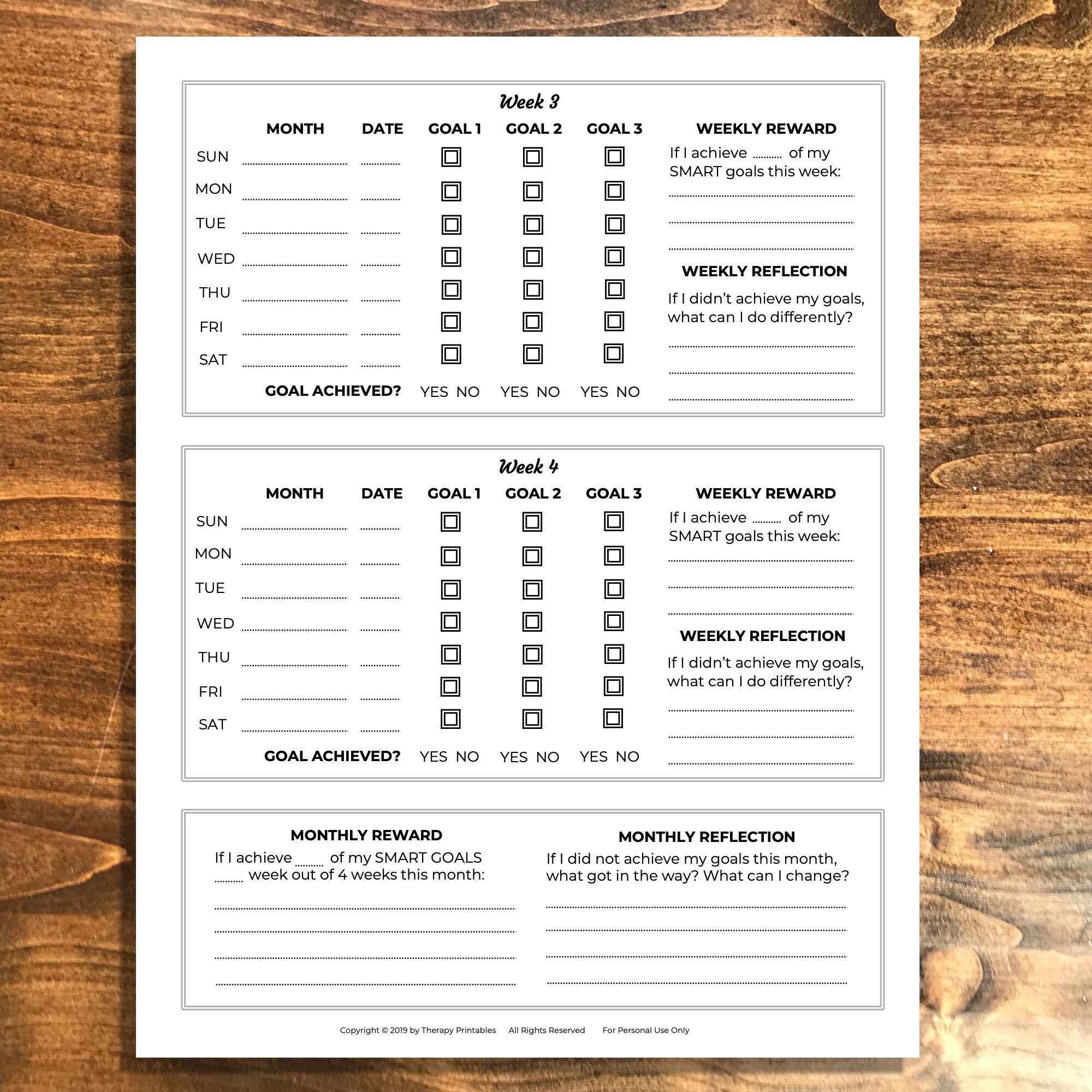 Printable & Fillable SMART Goals Tracker - Etsy