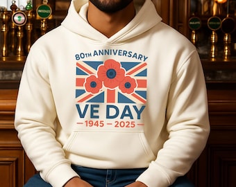 T-shirts 80e verjaardag VE Day, T-shirts Britse vlag, T-shirts Dodenherdenking, T-shirts Floral Poppy, T-shirts British Pride