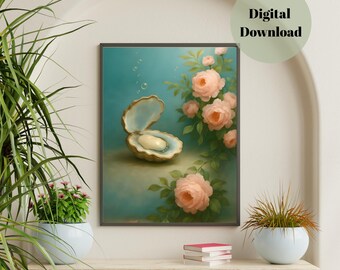 Oesterprint | Oesterschildering| Oesterkunst | Kustkunstwerk | Ontmoet me op het strand | Strandkunst aan de muur