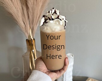 Mockup voor blikjes matglas | Mock-up glazen blikje | Koffiebeker | Mockup voor bierblikje