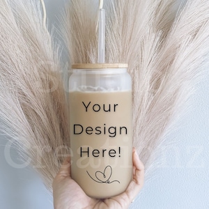 Frosted Glass Can Mockup | Glass Can Mock up | Coffee Tumbler | Beer Can Mockup