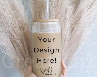 Mockup voor blikjes matglas | Mock-up glazen blikje | Koffiebeker | Mockup voor bierblikje