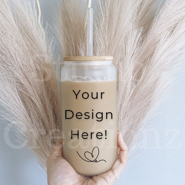 Frosted Glass Can Mockup | Glass Can Mock up | Coffee Tumbler | Beer Can Mockup