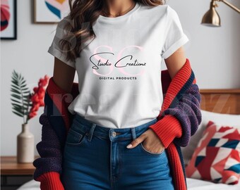 Wit Bella Canvas 3001 shirt mockup bundel BC3001 wit T-shirt mock-up Bella wit T-shirt mock wit 3001 echt model esthetische tshirt mock-up