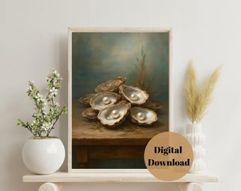 Muurafdruk oester, Meet me at the beach, oesterkunst, oesterschilderij, oesterbord