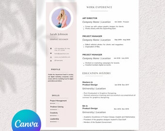 Canva CV-sjabloon met foto | CV modern cv | CV-sjabloon voor Canva Professional | Esthetisch cv