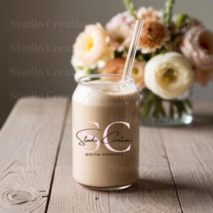 16oz Libbey Glass Can Mockup, Clear Glass Beer Can Mock-up, Libbey Glass Mockup, Boho Glass Can Mock up, Product Mockup, High Quality JPG