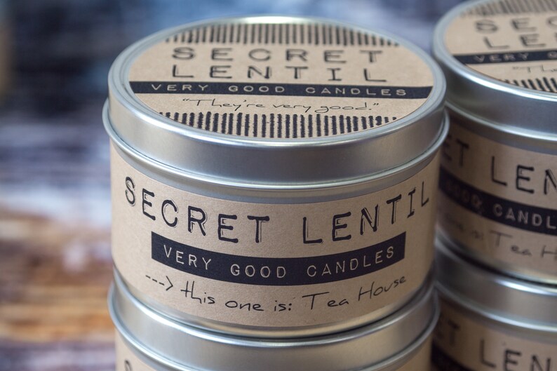 Tea House \u2014 Very Good Candle from Secret Lentil 8 oz soy in metal tin