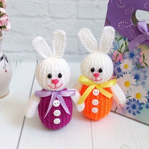 K040 Knitting Pattern - Rainbow Baby Bunny rabbits toys - Amigurumi animal - by Zabelina Etsy