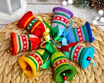K007 Knitting Pattern - Bells decor New Year Christmas pattern - Amigurumi - by Zabelina Etsy