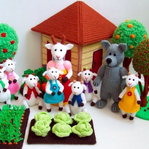 K054 Knitting Pattern - Knitted Fairy Tale The Wolf and Seven Little Goats full set. Toys knitted animals - by Zabelina Etsy