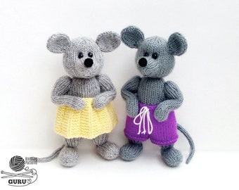 K033 Knitting Pattern - Rats Boy and Girl with clothing - Amigurumi animal - by Zabelina Etsy