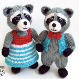 K021 Knitting Pattern - Raccoons Boy and Girl with clothing - Amigurumi animal - by Zabelina Etsy
