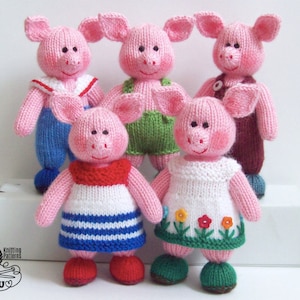 K020 Knitting Pattern - Friendly Pigs soft toys - Amigurumi - by Zabelina Etsy