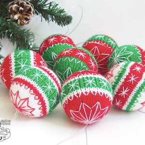 K032 Knitting Pattern - Christmas tree baubles or decoration 3 sizes  - Amigurumi - by Zabelina Etsy