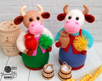 K072 Knitting Pattern - Cow interior toy - Amigurumi animal - by Zabelina Etsy