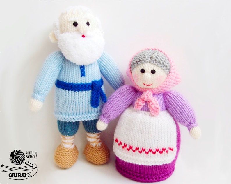 K043 Knitting Pattern Grandparents dolls Grandad and Granny Grandma Amigurumi by Zabelina Etsy image 1