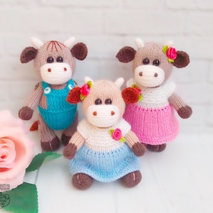 K090 Knitting Pattern - Bull, Ox, and his girlfriend Cow knitted toys - Amigurumi animal - by Zabelina Etsy