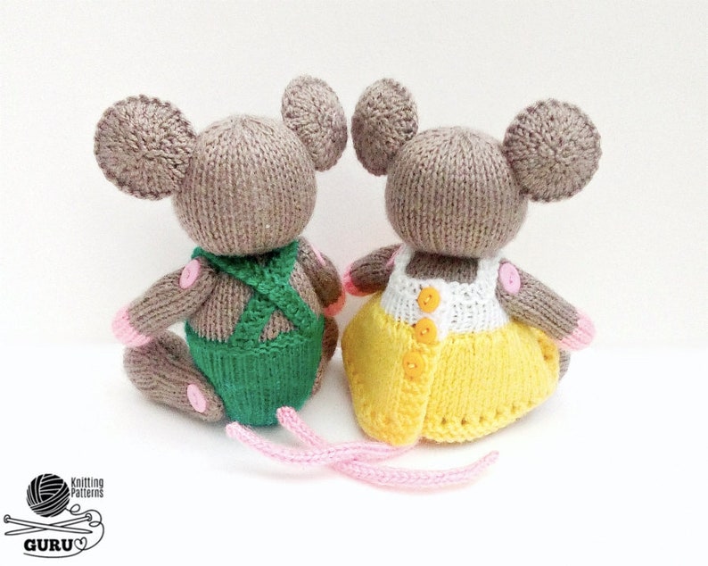 K034 Knitting Pattern Little Baby mice mouse rat with clothing animal dolls Amigurumi by Zabelina Etsy image 3