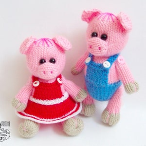 K061 Knitting Pattern - Pig the Girl and Pig the Boy Knitted soft toys - Amigurumi - by Zabelina Etsy