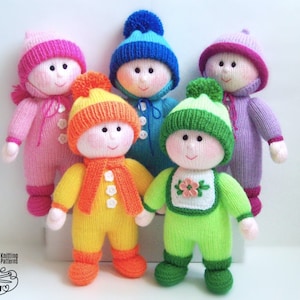 K035 Knitting Pattern - Baby dolls with 3 different hats and clothing - Amigurumi - by Zabelina Etsy