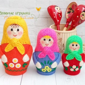 K025 Knitting Pattern - Three Matrioska Dolls (Traditional Russian Nesting Dolls) - Amigurumi doll - by Zabelina Etsy