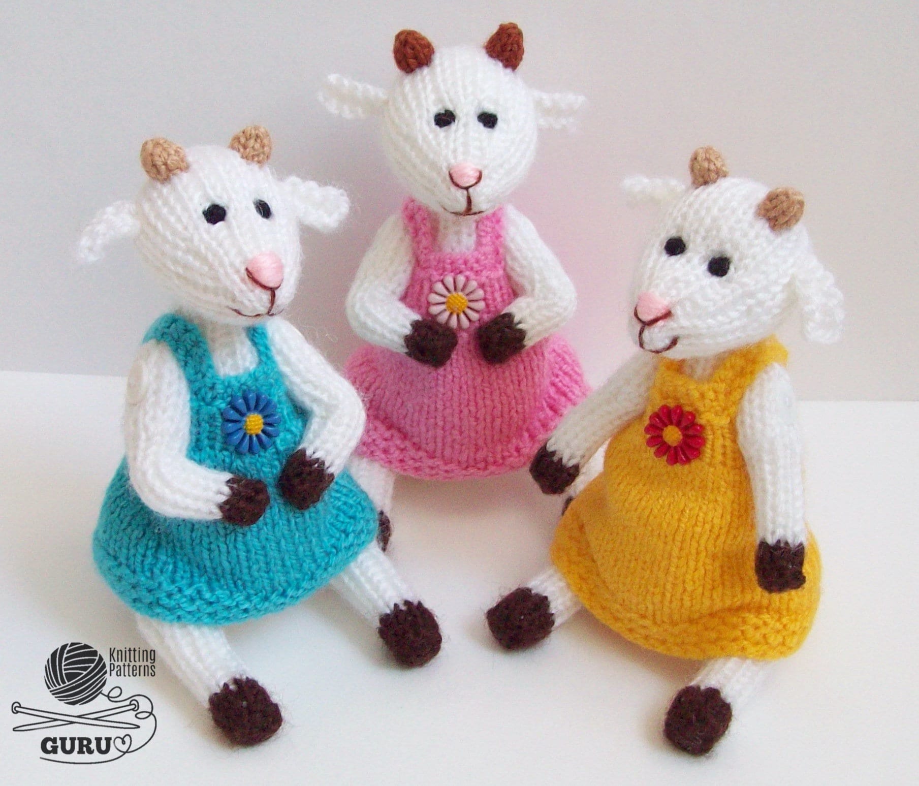 K063 Knitting Pattern Mother goat and 7 little goats Etsy