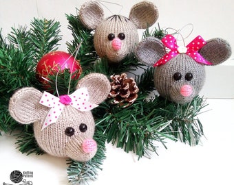 K026 Knitting Pattern - Christmas tree baubles or decoration Rat or Mouse  - Amigurumi - by Zabelina Etsy